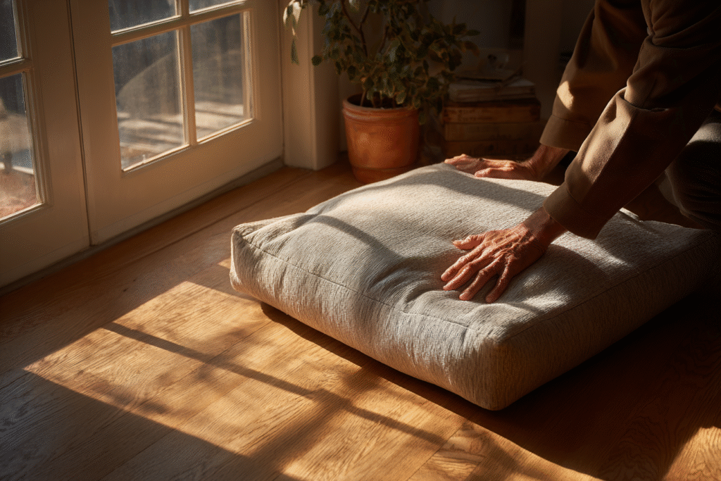Creating a comfortable resting space as part of palliative care for dogs at home.
