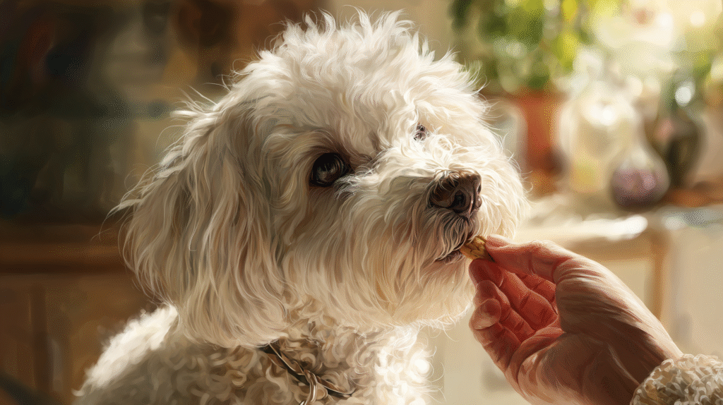 A happy and healthy dog after successfully receiving treatment for a dog cough.